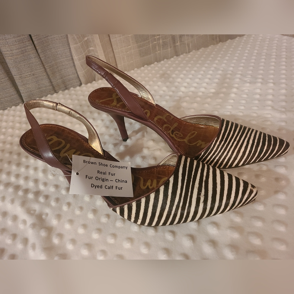 Sam Edelman calf fur pump zebra print size 8.5